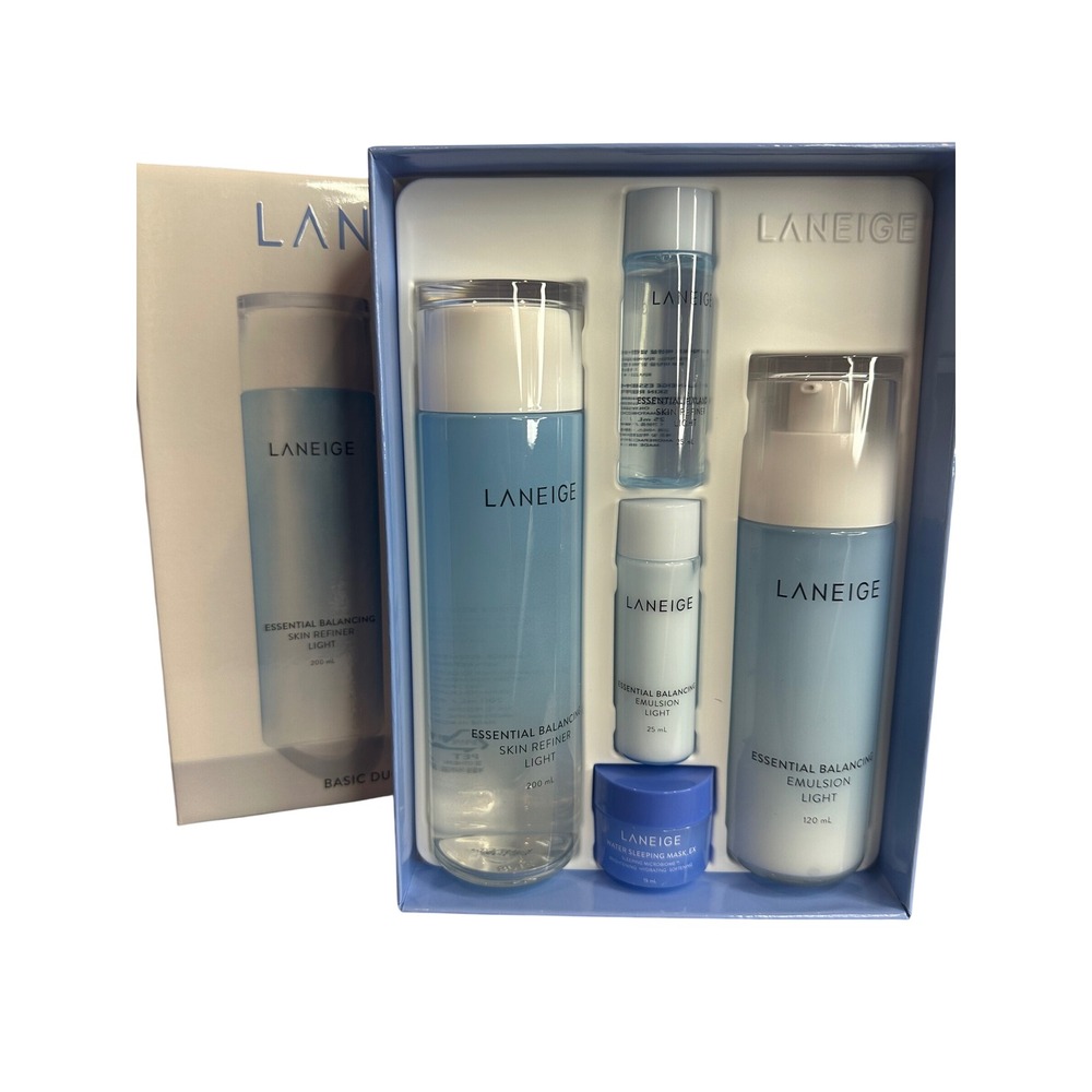Laneige Basic Duo Set Light Essential Balancing Skin Refiner Emulsion 5pc Kit